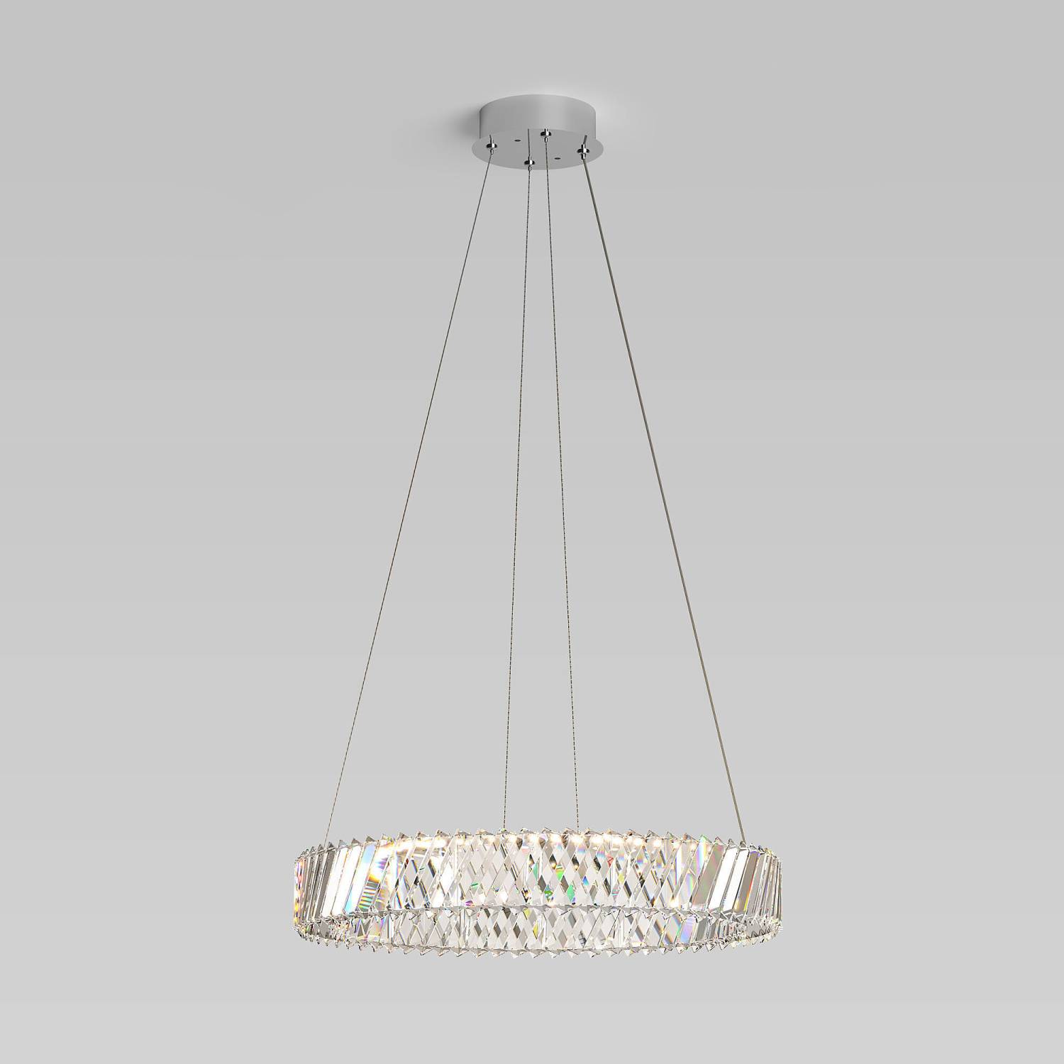 Подвесная люстра Eurosvet Solis 101004 LED никель хрусталь Strotskis