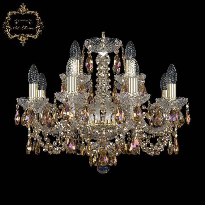 Подвесная хрустальная люстра 11.11 Art Classic 11.11.8+4.195.Gd.Sp.R777