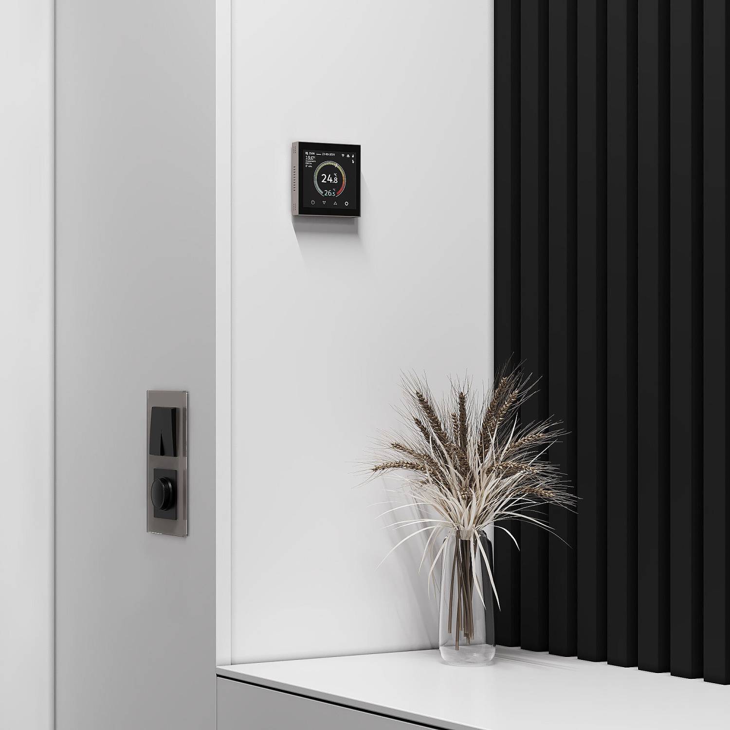 Терморегулятор Werkel Сенсорные механизмы дымчатый W1851104/ Умный сенсорный терморегулятор с LCD дисплеем (дымчатый)