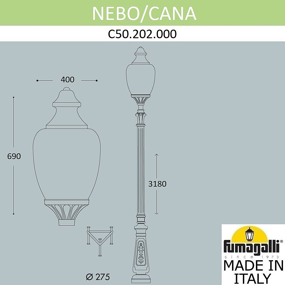 Столб фонарный уличный Fumagalli Cana C50.202.000.AYE27