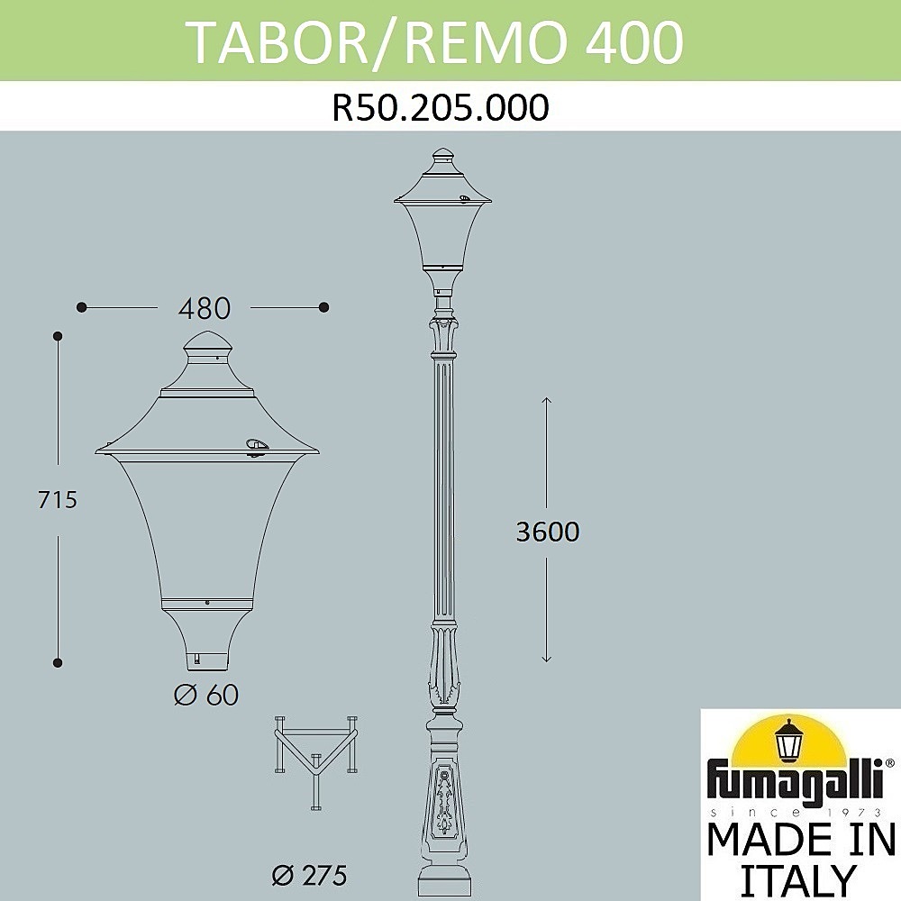 Столб фонарный уличный Fumagalli Remo R50.205.000.AYE27