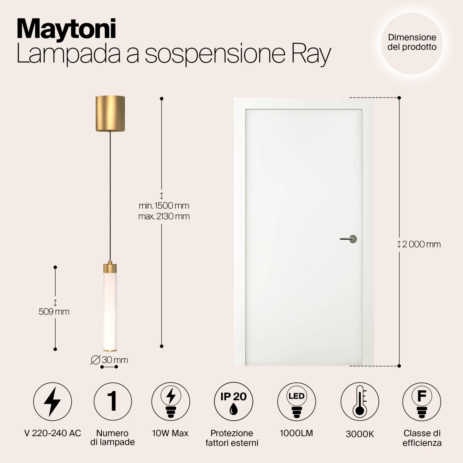 Светильник подвесной Maytoni Ray P022PL-L10MG3K