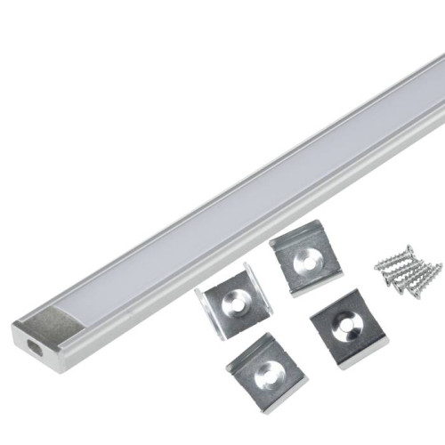 Накладной алюминиевый профиль с матовым рассеивателем, 200 см Uniel UFE-K02 SILVER/FROZEN 200 POLYBAG