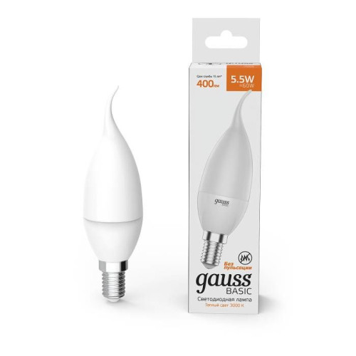 Светодиодные лампочки Gauss 1034116 (E14)  (5.5Вт)  (3000K) 
