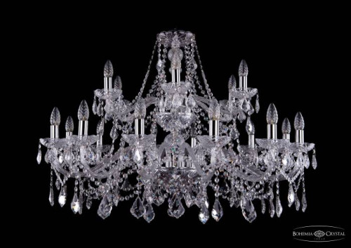 Подвесная хрустальная люстра 1413 Bohemia 1413/12+6/360/2d Ni Leafs