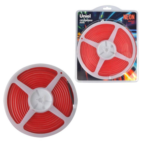 LED лента Uniel ULS-N01-2835-120LED/m-6mm-IP67-DC12V-9W/m-5M-RED блистер