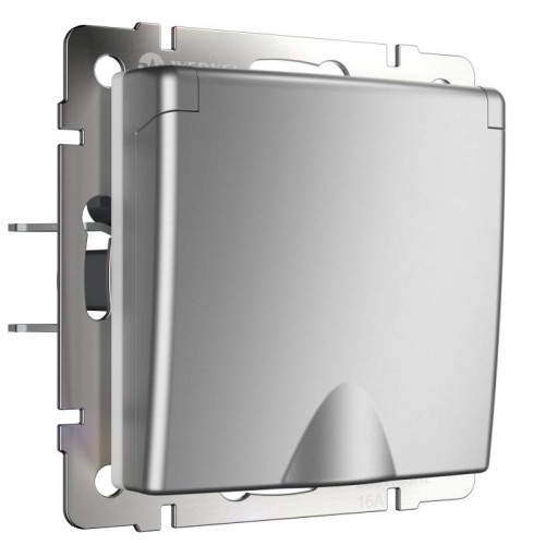 Розетка Werkel W1171206/ Розетка влагозащ. с зазем. с защит. крышкой и шторками (серебряный)