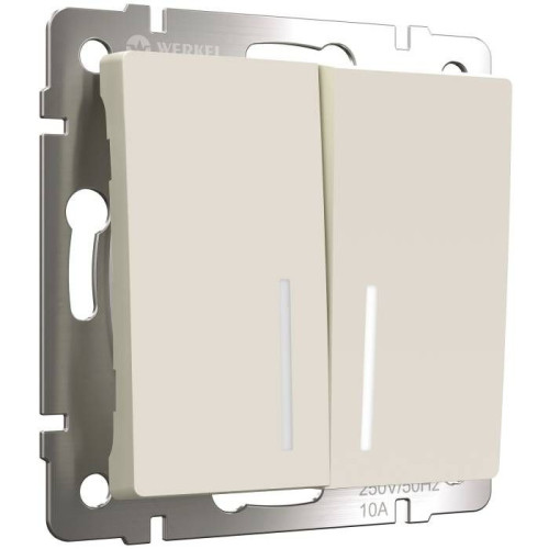 Выключатель Werkel W1120162/ Выключатель двухклавишный с подсветкой (айвори матовый)