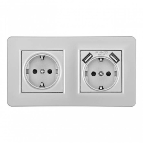 Розетка Arte Milano Set16-2 SET16-2-47-1-40-1 silver