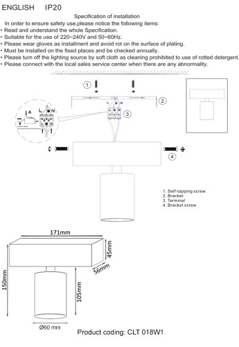 Светильник спот Crystal Lux Clt 018 CLT 018W1 WH