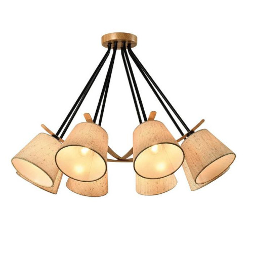 Люстра подвесная Е14 8*60W черный+светлое дерево MD.19412-8-P-BK