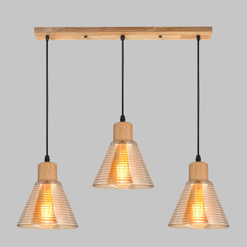 Люстра подвесная, 3*Е27, дерево+черный MD.5870-3-P-WOOD+BK