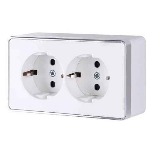 Розетка Werkel Накладные механизмы Gallant белые W5072101/ Розетка двойная с заземлением Gallant (белый)