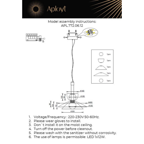 Светильник подвесной Aployt Daga APL.772.06.12