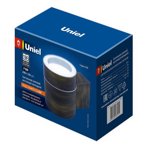 Уличный настенный светильник Uniel Настенные uul-a01s UUL-S91A 50W/GX53 IP65 BRONZE