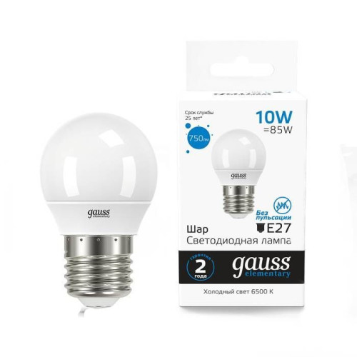 Светодиодные лампочки Gauss 53130 (E14)  (10Вт)  (6500K) 