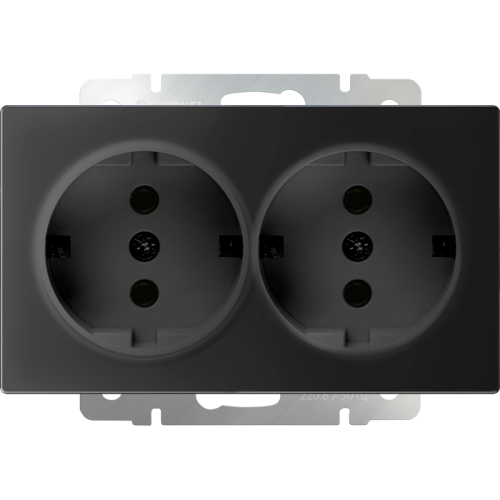 Розетка Werkel W1172008/ Розетка двойная с заземлением (черный матовый)