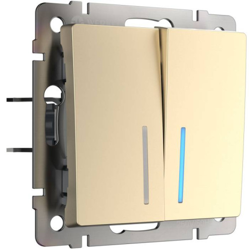Выключатель Werkel Встраиваемые механизмы шампань W1122111/ Выключатель двухклавишный проходной с подсветкой (шампань)