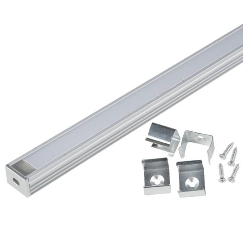 Накладной алюминиевый профиль с матовым рассеивателем, 200 см Uniel UFE-K10 SILVER/FROZEN 200 POLYBAG