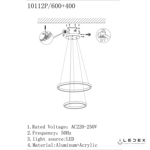 Подвесная люстра ILedex Axis 10112P/2-39W-3000K (6/4) BR