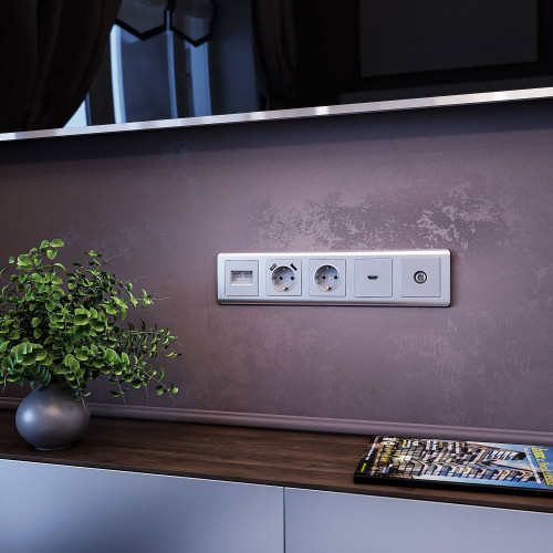 Розетка Werkel Встраиваемые механизмы серебряные W1184006/ ТВ-розетка проходная (серебряный)