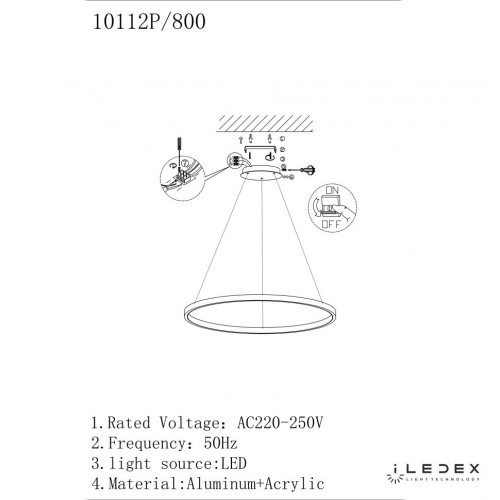 Подвесная люстра ILedex Axis 10112P/1-24W-3000K-D800 BR