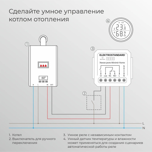 Wi-Fi реле Elektrostandard 76010/00 реле Умный дом с независимым контактом