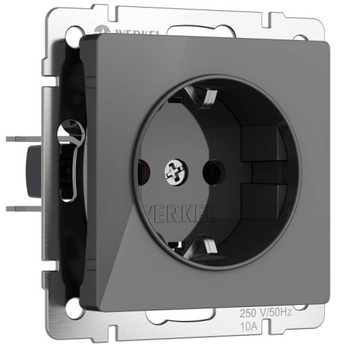 Розетка Werkel W1171144/ Розетка с заземлением и шторками (графит акрил)