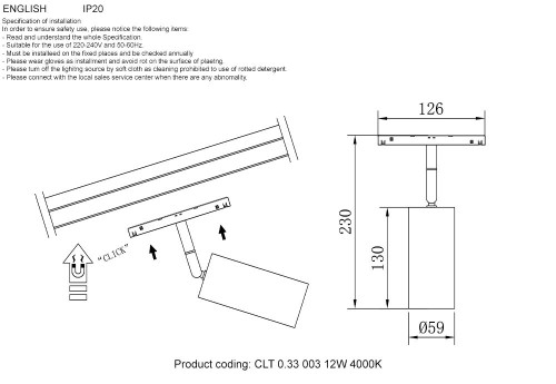 Трековый светильник Crystal Lux CLT 0.113 CLT 0.33 003 12W BL 4000K