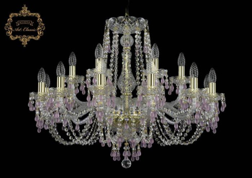 Подвесная хрустальная люстра 11.24 Art Classic 11.24.12+6.300.Gd.V7010