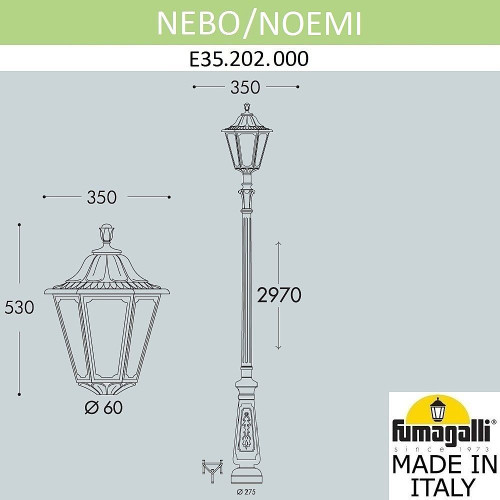 Столб фонарный уличный Fumagalli Noemi E35.202.000.AXH27