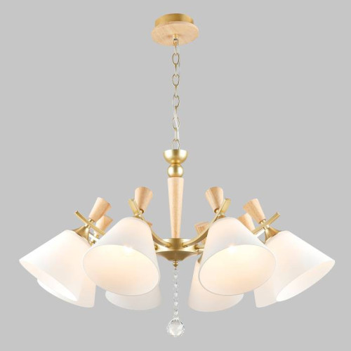 Люстра подвесная, 8*Е27, золото+дерево MD.6132-8-P-GD+WOOD