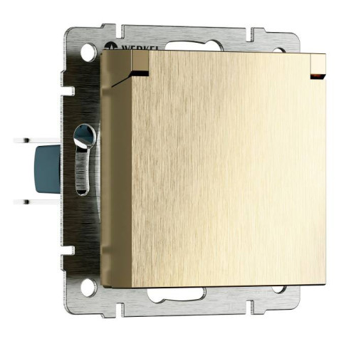 Розетка Werkel Встраиваемые механизмы шампань рифленый W1171210/ Розетка влагозащ. с зазем. с защит. крышкой и шторками N (шампань рифленый)