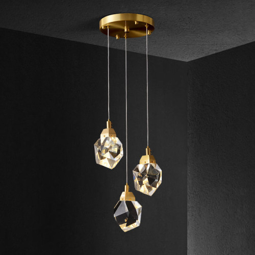 Светильник подвесной Delight Collection Crystal rock II 9701P/3R brass
