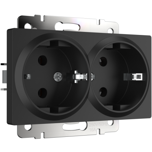 Розетка Werkel W1172008/ Розетка двойная с заземлением (черный матовый)