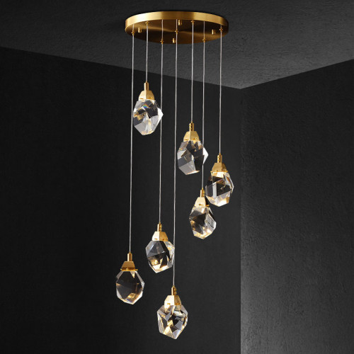 Светильник подвесной Delight Collection Crystal rock II 9701P/7R brass