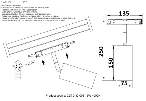 Трековый светильник Crystal Lux CLT 0.113 CLT 0.33 003 18W BL 4000K