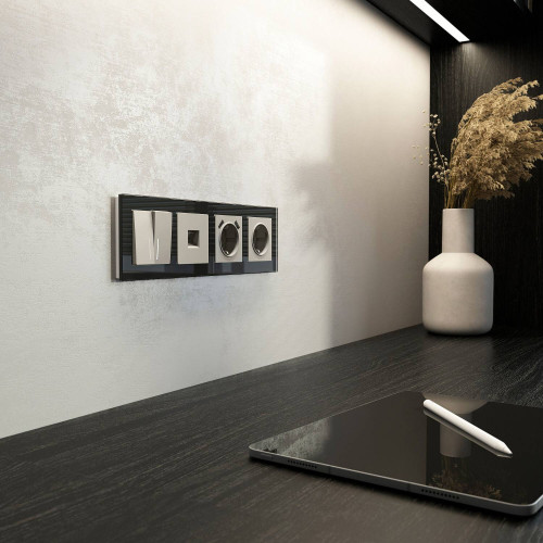 Выключатель Werkel W1220104/ Выключатель двухклавишный с подсветкой (дымчатый)