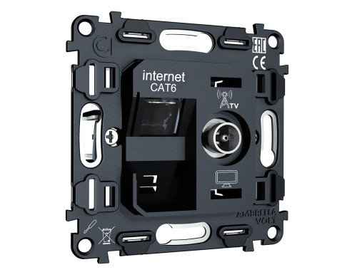 Механизм розетки компьютерной + TV оконечной RJ-45 Ambrella Volt QUANT VM195