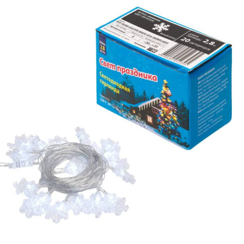 Гирлянда Uniel ULD-S0280-020/DTA WHITE IP20 SNOWFLAKES