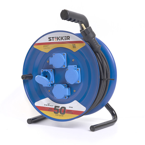 Удлинитель на металлической катушке 4-местный Stekker Professional 39297