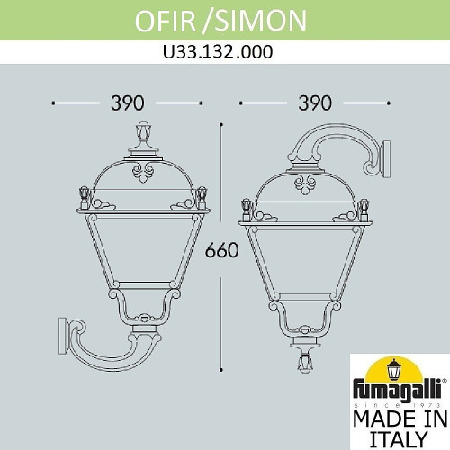 Уличный настенный светильник Fumagalli Simon U33.132.000.AXH27