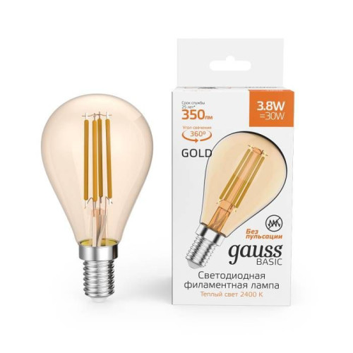 Светодиодные лампочки Gauss 1057154 (E14)  (3.8Вт)  (2400K) 