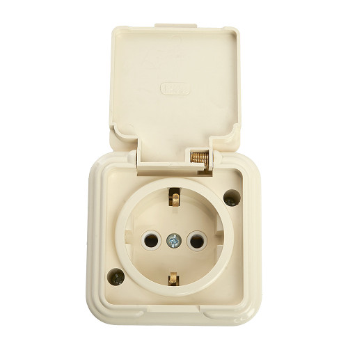 Розетка 1-местная с/з, с крышкой Stekker Брест 49058