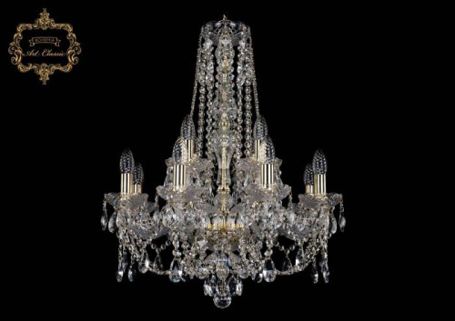 Подвесная хрустальная люстра 11.21 Art Classic 11.21.8+4.200.h-70.Gd.Sp