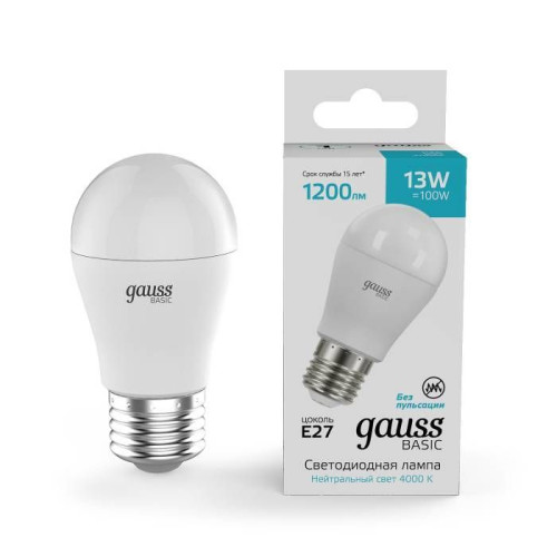 Светодиодные лампочки Gauss 10502232 (E27)  (13Вт)  (4000K) 