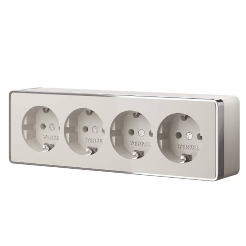 Розетка Werkel Накладные механизмы Gallant слоновая кость W5072204/ Розетка четверная с заземлением и шторками Gallant (слоновая кость)