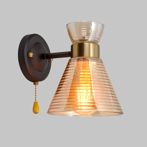 Бра настенное, 1*Е27, черный+медь MD.6200-1-W-BK+COP