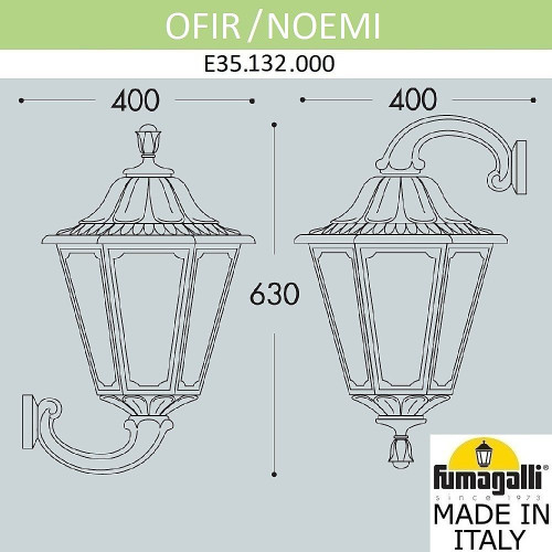 Уличный настенный светильник Fumagalli Noemi E35.132.000.BYH27