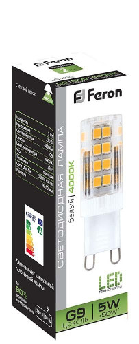 Светодиодные лампочки Feron 25770 (G9)  (5Вт)  (4000K) 